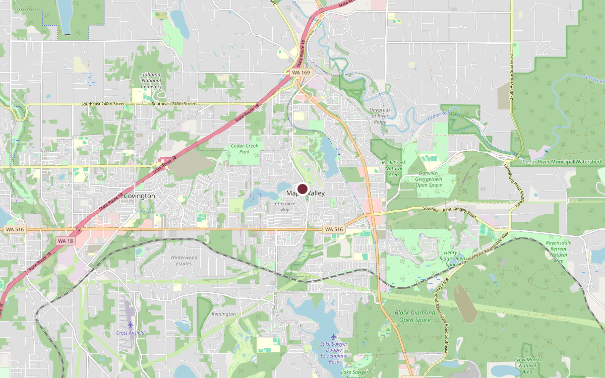 Map of our chimney service area in Maple Valley, King County, WA