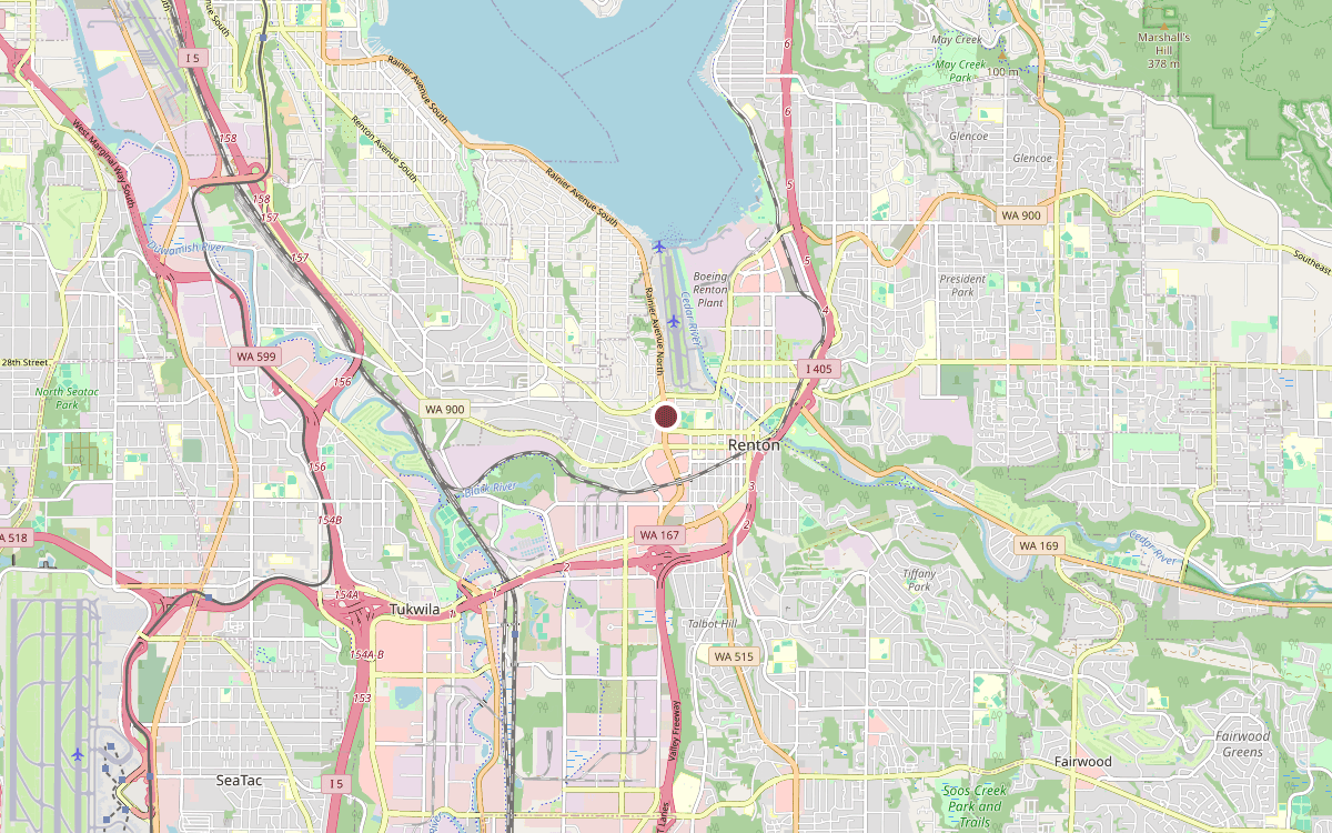 Map of our chimney service area in Renton, King County, WA