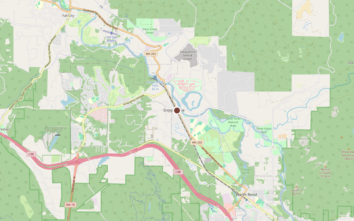Map of our chimney service area in Snoqualmie, King County, WA