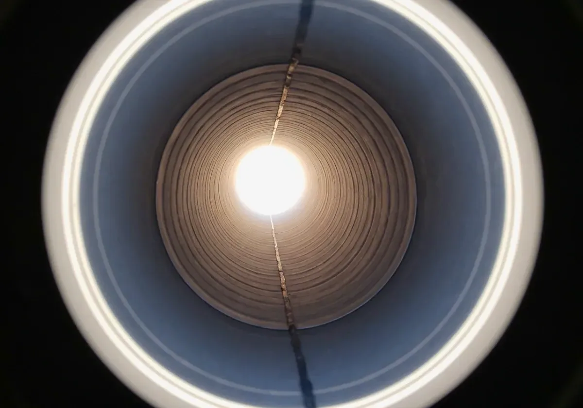 After — chimney inspection: Flue-camera footage turning up damage no floor-level look would ever catch.