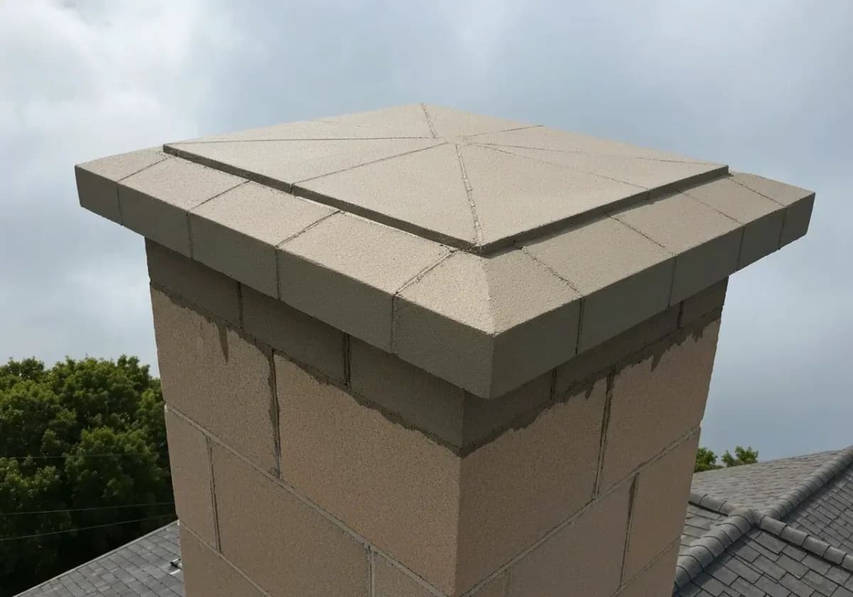 After — masonry repair (crown / repointing): A cracked crown recast and eroded top joints repointed to shut the water out.