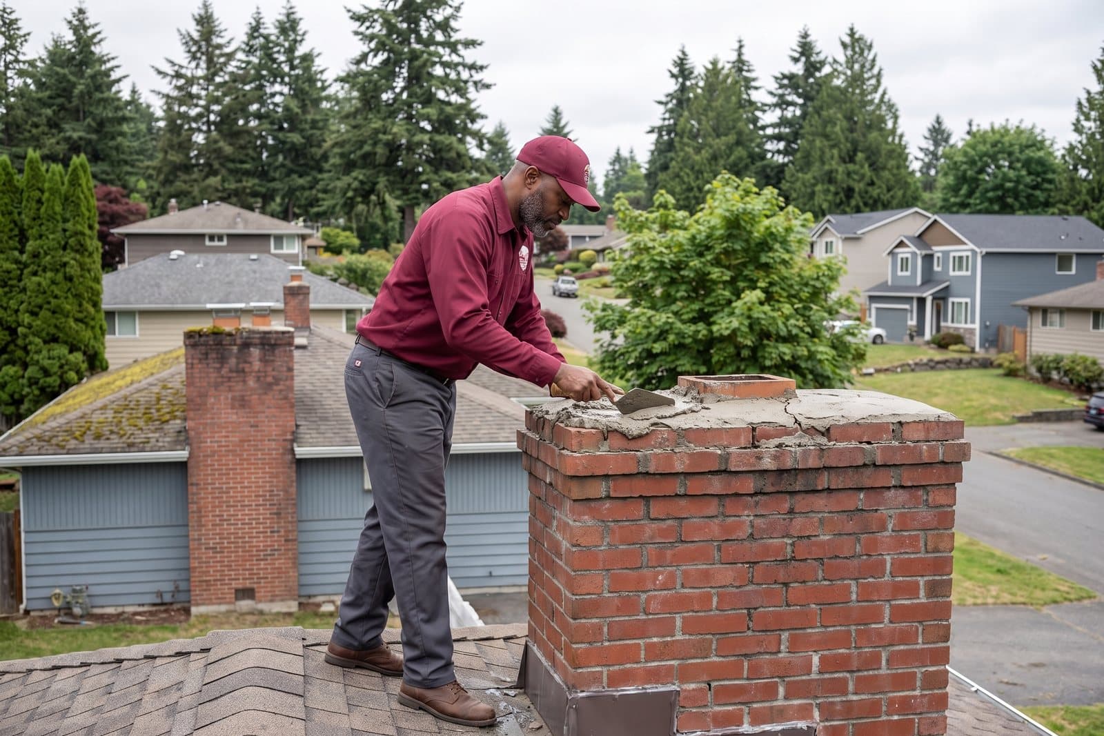 Chimney crown repair and repointing