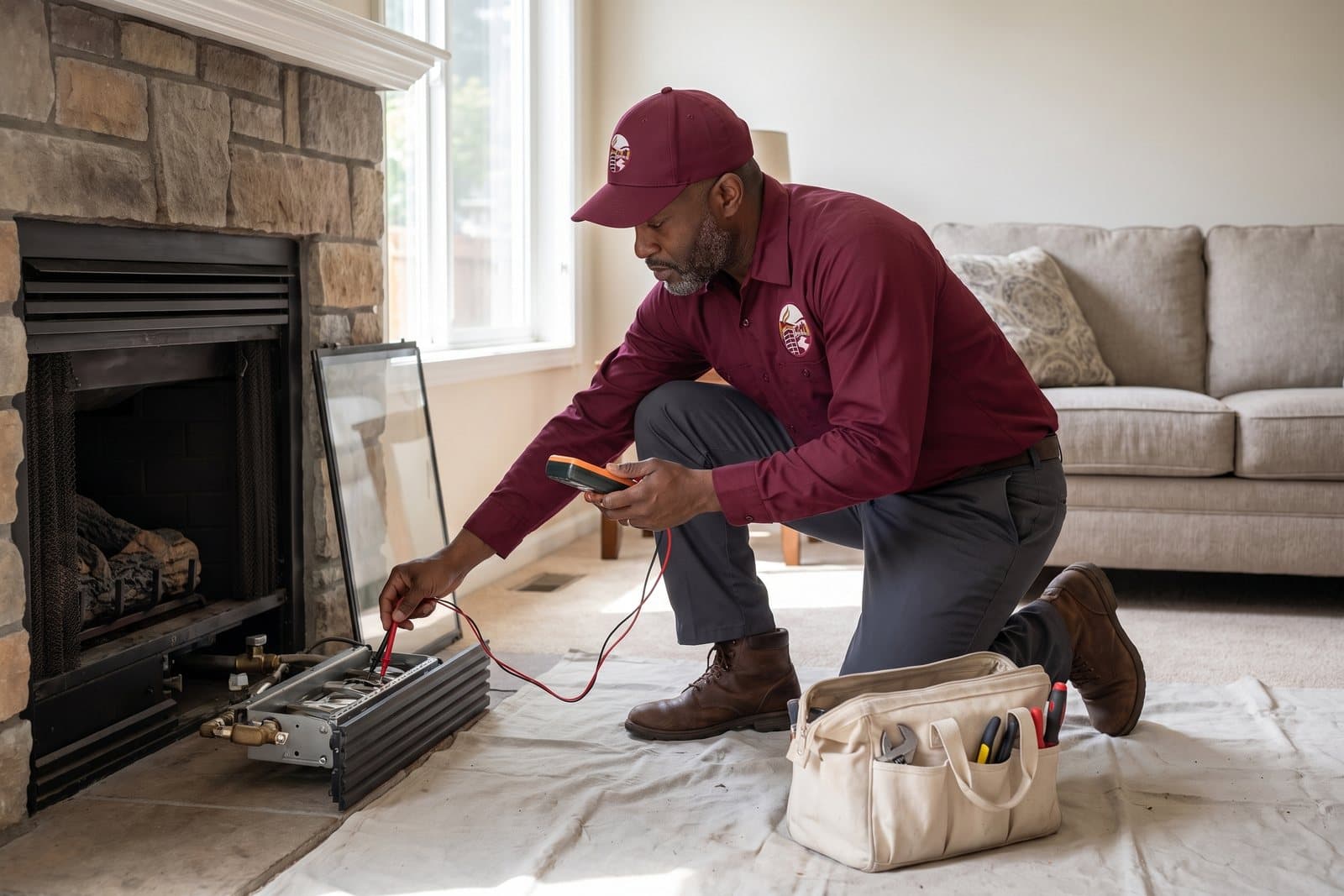 Gas fireplace service and tune-up