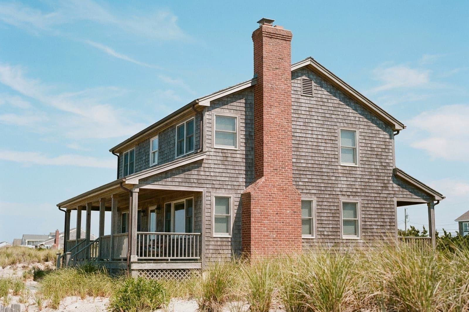 A Renton home on Lake Washington's south shore with a brick chimney